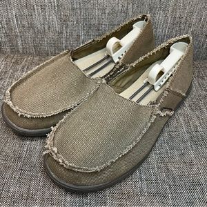 Crocs Frayed Canvas Slip-on Casual Loafers‎ Tan Brown  Shoes Mens 8
